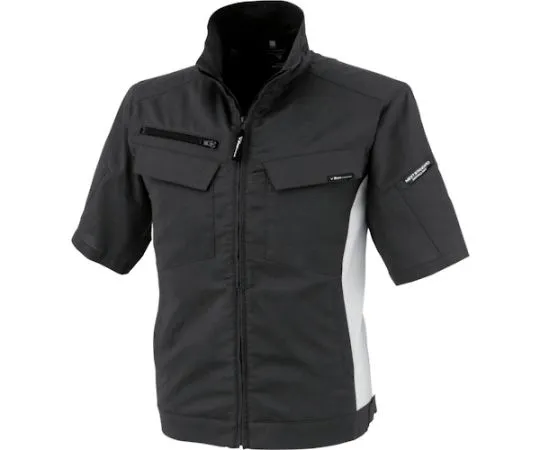 65-8351-44 Cotton Lined Stretch Short Sleeve Blouson Black 3L 1511-90-3L