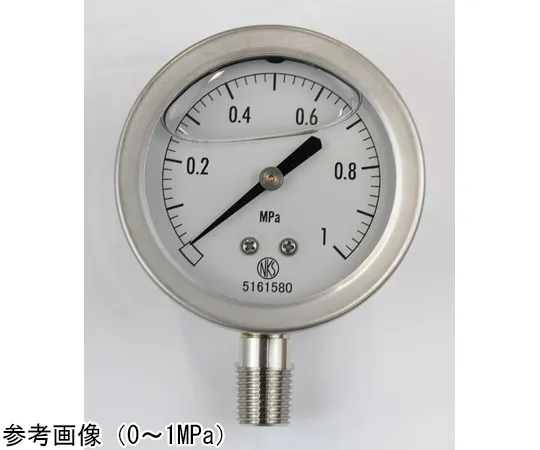 65-4323-29-20　Pressure Gauge with Glycerin (60Φ) with 100 MPa with Inspection Certificate　GV50-153