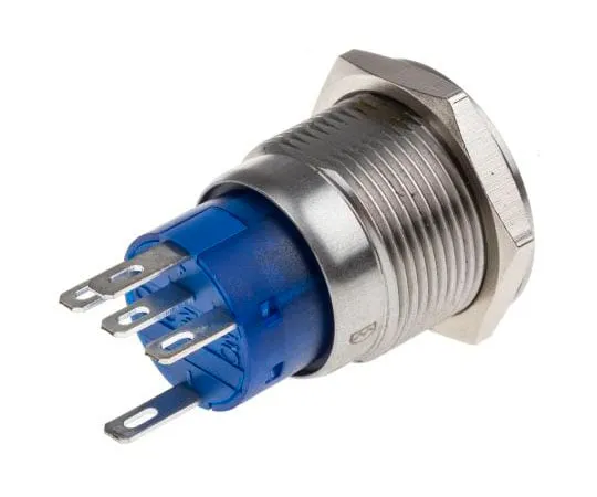 63-4660-81　RS PRO单杆双抛 (SPDT) 锁定蓝色LED按钮开关，IP67, 19.2 (Dia。) mm,面板安装，250Vac　111-3782