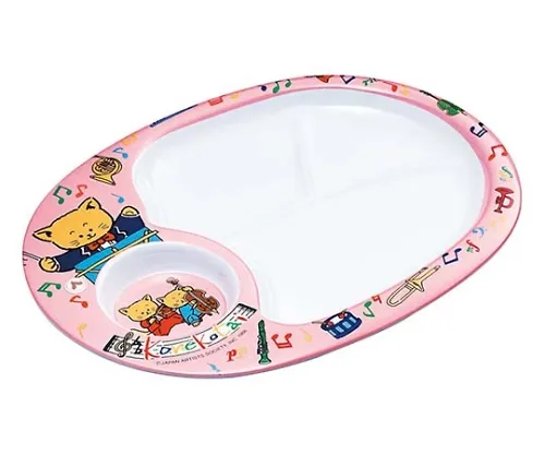 61-6836-89　Melamine Lunch Plate Konekotai Pink L-102　4541000