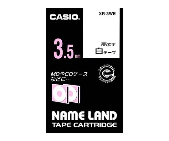62-1062-27　卡西欧名称LAND标签印表机磁带宽度3.5公厘 (白色底色/黑色字元)　XR-3WE