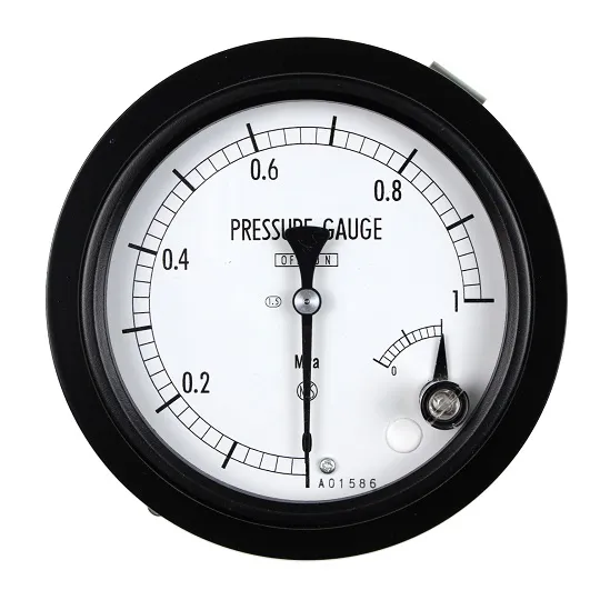 65-4327-88　Pressure Gauge with Micro Switch Contact (100Φ) Brass H: Upper Limit 1 Contact 1 MPa　JM16-131