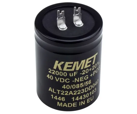 63-4767-11　凯美特22000μF40V直流铝电解电容器，冲压安装40 x 55 mm+85°C 40 mm 55 mm　ALT22A223DD040