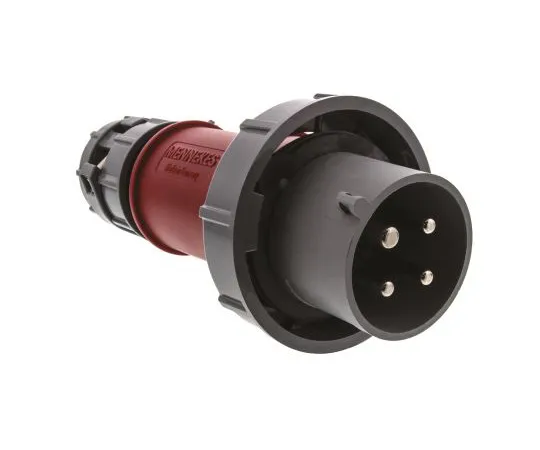 63-4740-60　Mennekes PowerTOP系列，IP67红色电缆安装3 P+E工业电源插头，额定32A, 415 V　3841