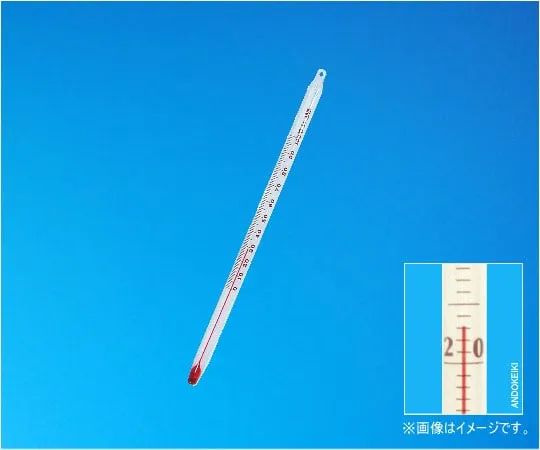 64-0705-59　红色液体精密棒温度计0~100°C (1°C) 总燃烧长度150 mm　1-25-1