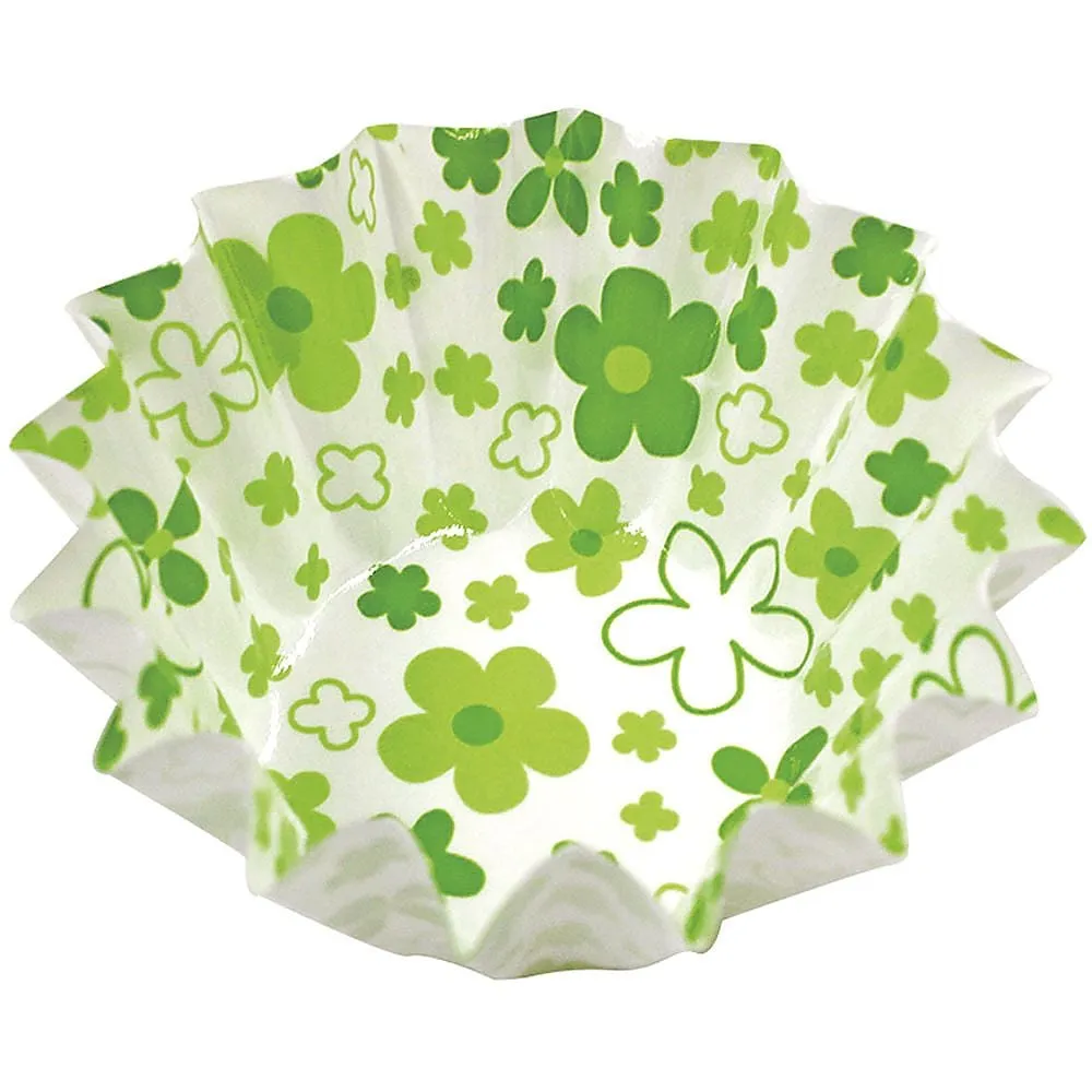 64-4201-45　Paper Cup Coco Case Round (500 Sheets) Small Floral Pattern No. 7 Deep Green