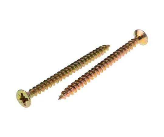 63-4690-62　Pozidriv Countersunk钢木螺丝黄色钝化，镀锌，4.5mm螺纹，长度60 mm　144-3483