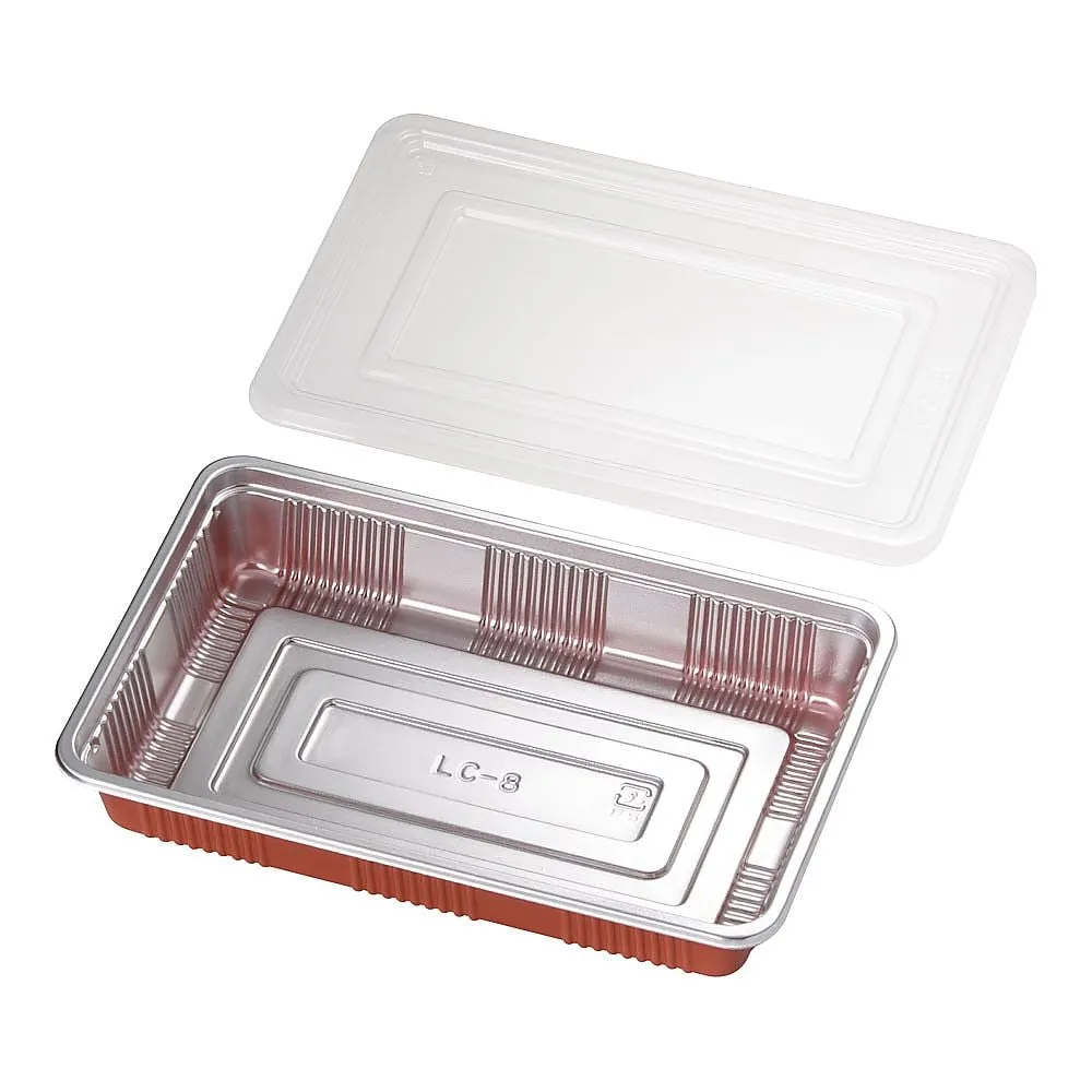 62-6653-38　Box lunch container with transparent lid (100 sets)　LC-8