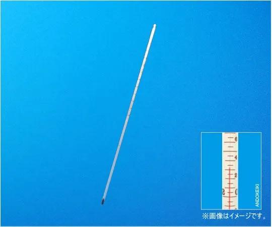 64-0707-94　［已停用］腿长精密棒状温度计 (红色液体) 0~100°C (0.5) 全长450 mm　1-60-1