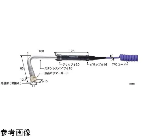 65-3529-06　Temperature Sensor for High Performance Still Surface Contact Support Type SX Series -50~300°C 15φmm Type E 100 mm 90°　SX-163E-01-1-TPC1-ASP