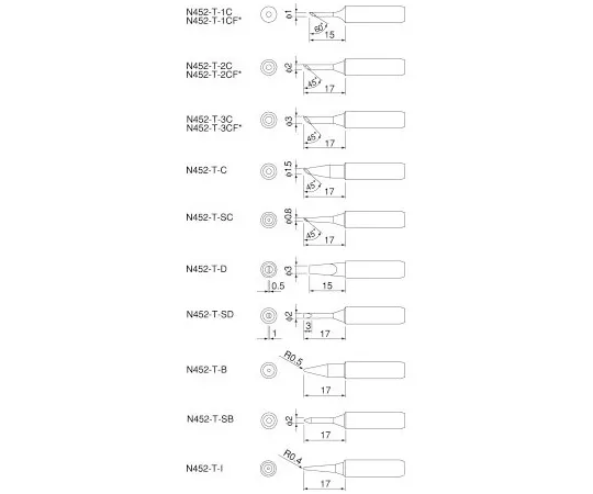 63-4761-38　Dash Series Replacement Tip (For 15 W/20 W) Diagonal Cut Shape N452 Series　N452-T-2C