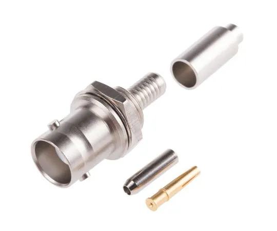 63-4755-93　半径直50Ω面板安装隔板接头BNC连接器，插孔，镍，压痕终止，RG188,RG316　R141306000W