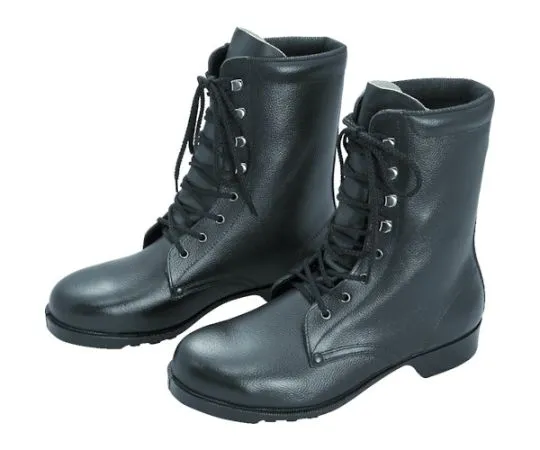 67-3121-65 JIS Certified Rubber Sole Safety Shoes Long Top Black 23.0 cm V213N-23.0