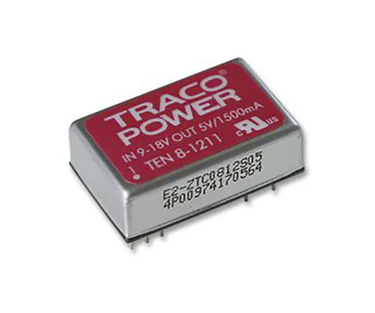 63-4790-78　TRACOPOWER 10 8 8 W隔离直流-直流换流器通孔，电压在9→18 V直流，电压输出±5 V直流　TEN 8-1221