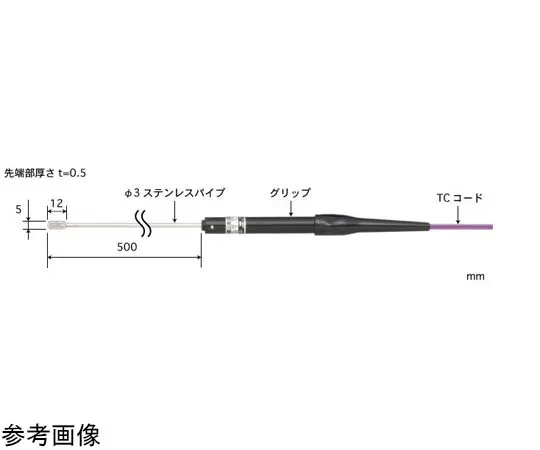 65-3532-89　［Out of stock］Air Temperature Sensor AT Series with ISO Document Set -50~500°C Pipe Calibration Temperature Point: 100, 300, 500°C E Type　AT-30E-050-1-TC1-ASP