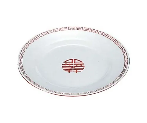61-6836-23　Melamine Chinese Tableware Zuisho Flat Plate 9 inch CA-21 Outer Red Inner White　2420210