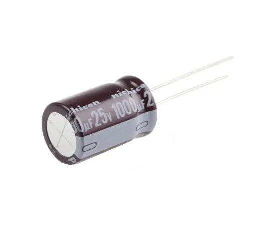 63-4845-72　尼希康1000μF25V直流铝电解电容器，通孔12.5 (Dia。)x 20 mm+105°12.5 mm 5 mm　UPS1E102MHD