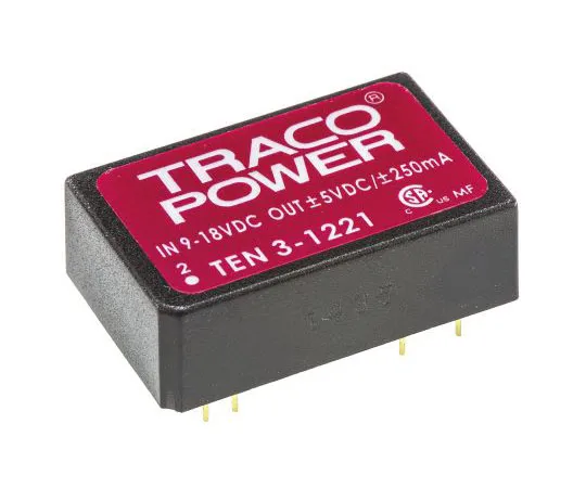63-4732-56　TRACOPOWER 10 3 3 W隔离直流-直流换流孔，电压在9→18 V直流，电压输出±5 V直流　TEN 3-1221