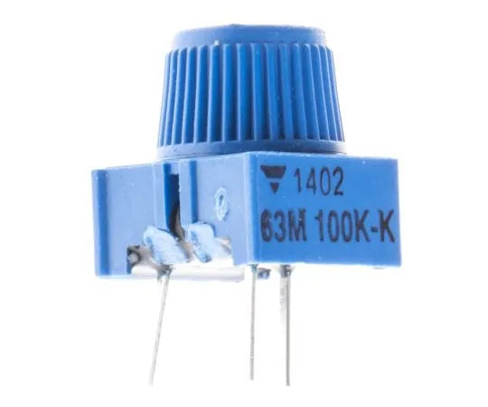 63-4697-52　Vishay63M-T607系列带引脚端子的通孔微调电阻，100kΩ±10% 1/2W±100 ppm/°C手指调节　M63M104KB30T607