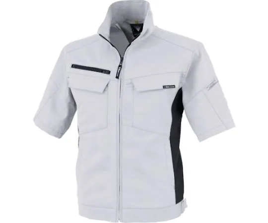 65-8351-12 Cotton Lined Stretch Short Sleeve Blouson Silver Gray 3L 1511-22-3L