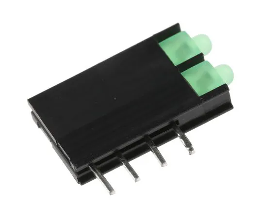 63-4804-13　KingbrightL-4060VH/2 GD,绿色直角PCB LED指示灯，2个LED通过孔2.5 V　L-4060VH/2GD