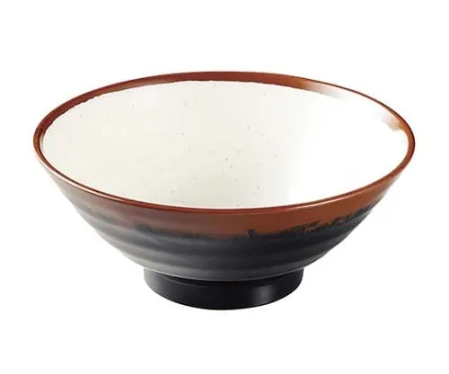 61-6835-53　Melamine Japanese tableware Chojiro kiln soba Bowl AN-65 large double inside white　2428430