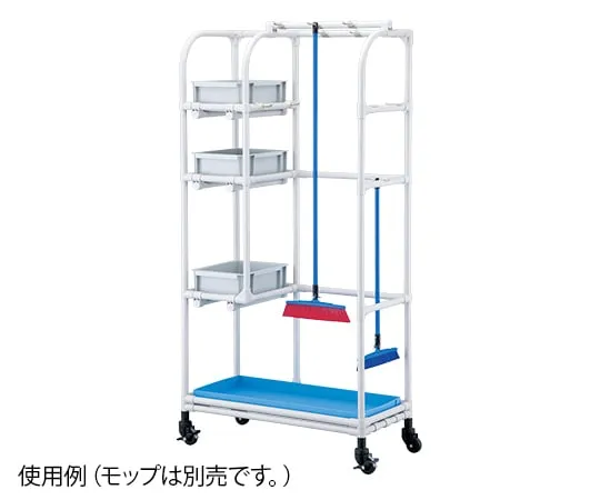 2-7345-11　［已停用］抗菌清洁车900 x 420 x 1792公厘　W900