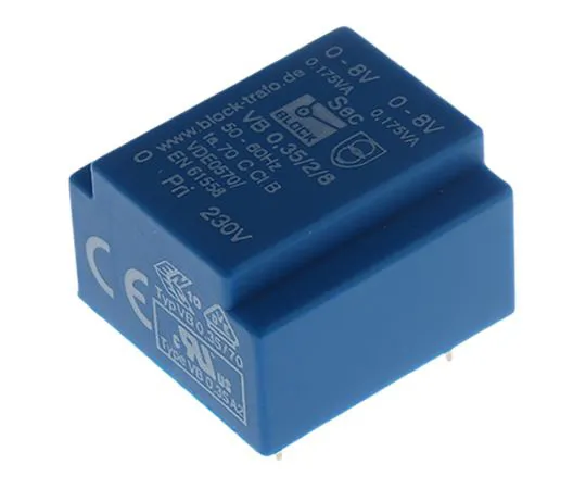 63-4759-19　8V交流2孔PCB变压器输出，0.35VA　VB 0.35/2/8
