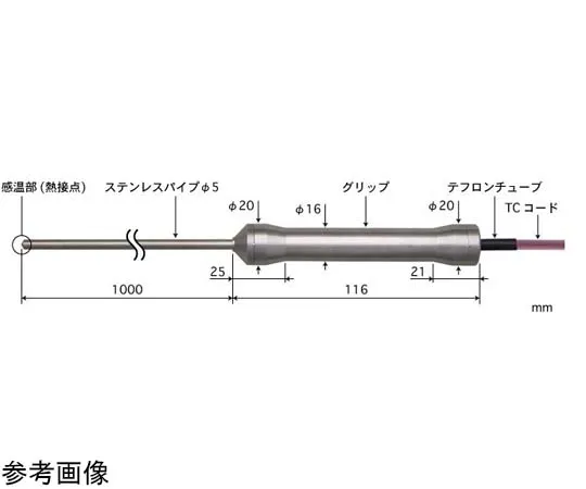 65-3533-04　［Out of stock］HACCP Food Center Temperature Sensor BC Series with ISO document set -200~300°C 5 seconds　BC-51E-100-TC1-ASPC