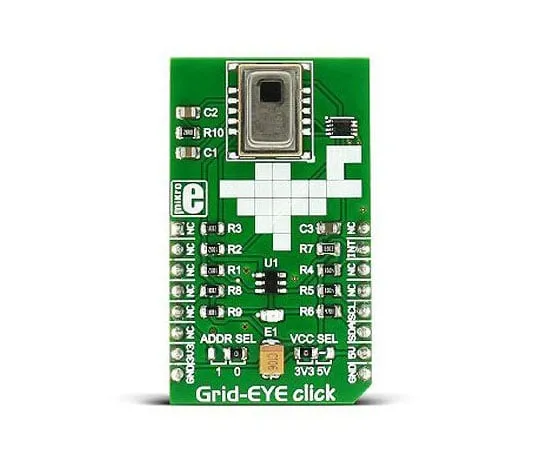 63-4687-73　MikroElektronikaMIKROE-2539,用于AMG8853的Grid-EYE点击红外 (IR) 传感器MikroElektronikaMIKROE-2539。　MIKROE-2539