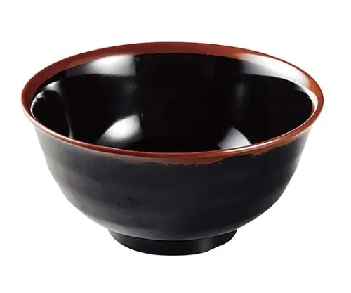 61-6835-58　Melamine Japanese tableware Chojiro kiln feathered Rice Bowl AN-60 large B inside Black　2428620