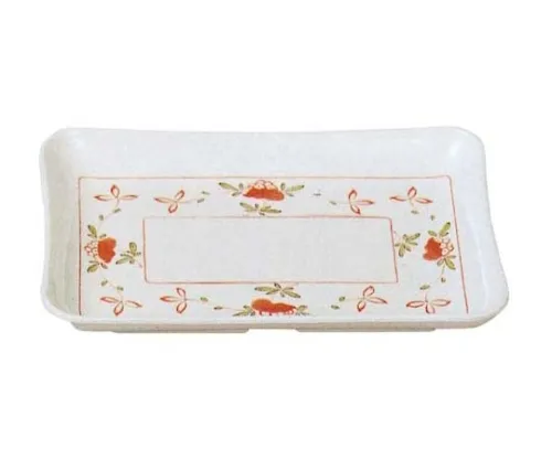 61-6834-36　Melamine Japanese Cabinets Red Picture Square Plate Large Cut AK-29　2116300