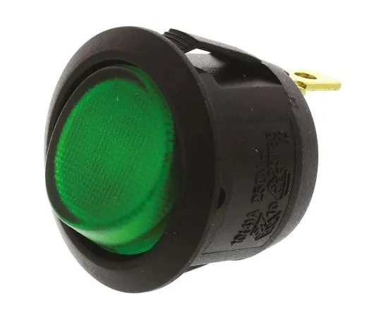 63-4765-10　Arcolectric Illuminated Single Pole Single Throw (SPST) ，Latching Rocker Switch Panel Mount　R13112BNAB