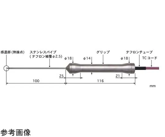 65-3530-20　HACCP Food Center Temperature Sensor BC Series -200~200°C Response Speed (sec): 20　BC-22E-010-TC1-ASPC