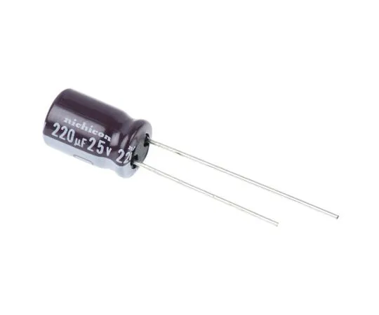 63-4845-69　尼希康220μF25V直流铝电解电容器，通过8孔 (Dia。)x 11.5mm+105°8 mm 3.5 mm　UPS1E221MPD