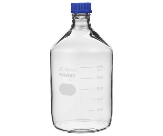64-0916-79　Heat Resistant Screw Cap Bottles (with Liquid Draining Ring) 3800 mL 4 Pieces　NBO-3.8L