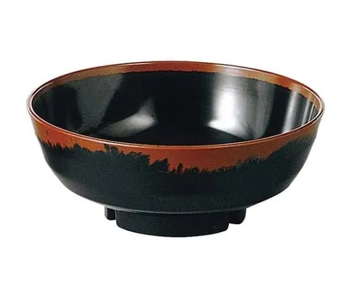 61-6835-43　Melamine Japanese tableware Chojiro kiln Rice Bowl AN-72 large B inside Black　2428120