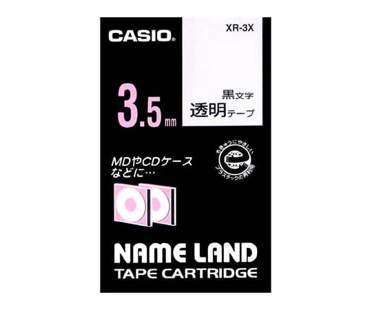 62-1062-89　卡西欧名称LAND标签印表机磁带宽度3.5公厘 (透明底色/黑色字元)　XR-3X