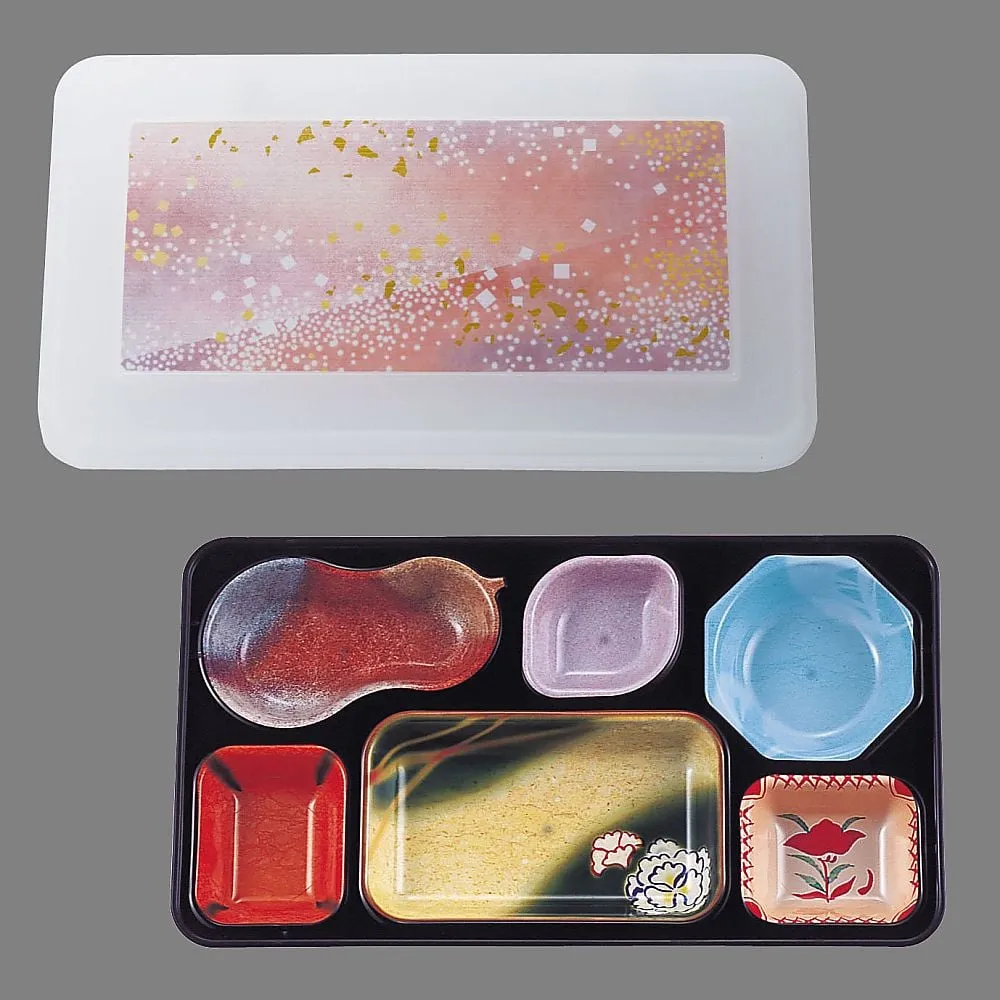 62-6803-05　Beautiful Dish Side Dish (Black Inner A/Clear Flower Bubble Pink)　PR-6