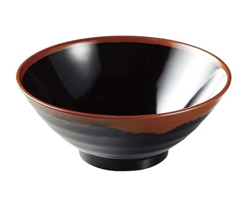 61-6835-55　Melamine Japanese tableware Chojiro kiln soba Bowl AN-64 small B inside Black　2428520