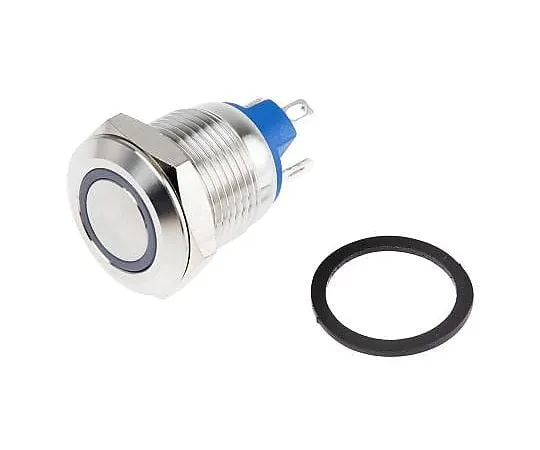 63-4661-83　RS PRO单杆单掷 (SPST) 瞬间白光LED按钮开关，IP65,IP67, 12 (Dia。) mm,面板安装　111-6532