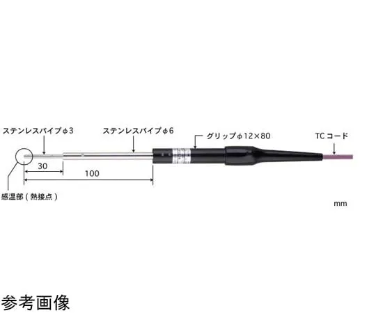 65-3533-43　［Out of stock］Temperature Sensor for Micro Surface CS Series with ISO Document -50~400°C Pipe Shape: Type 1 Type K　CS-01K-010-1-TC1-ASP