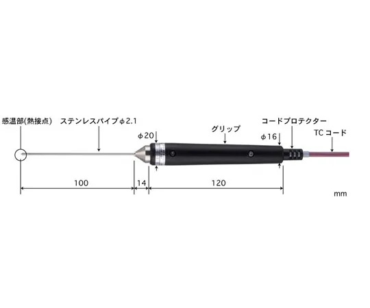 67-9233-12　Temperature Sensor φ2.1 mm Pipe Length BSM Series for General Use of Semi-Solids and Liquids　BSM-21E-010-TC1-ASP