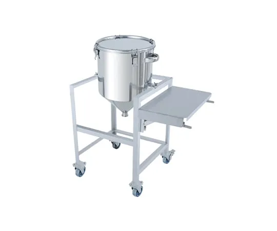 64-5068-42　Stainless Hopper Type Clip Type Sealed Container 35L with Stand (with work bench)　HT-CTH-ASCB-36