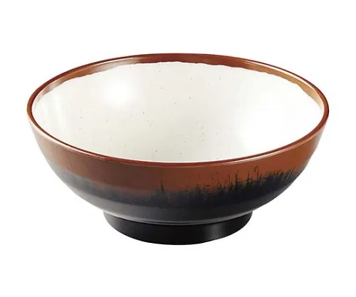 61-6835-50　Melamine Japanese tableware Chojiro kiln soba Bowl AN-70 extra-large double inside white　2428330