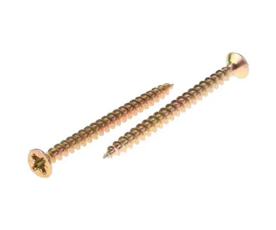 63-4690-55　Pozidriv Countersunk钢木螺丝黄色钝化，镀锌，3.5mm螺纹，长度45 mm　144-3474