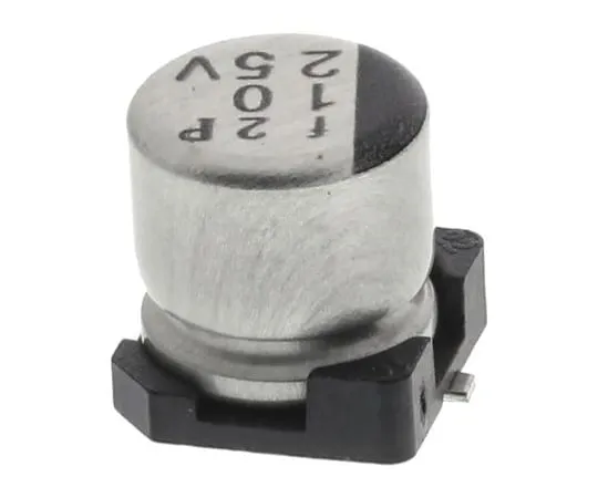 63-4848-09　Nichicon 10μF25V直流铝电解电容器，表面贴装5 (Dia。)x 5.4 mm+105°5 mm　UWT1E100MCL1GB