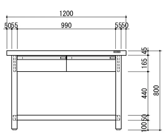 3-5804-01　［已停用］工作台 (含2个单面抽屉) 1200 x 750 x 800 mm　KSB-1200