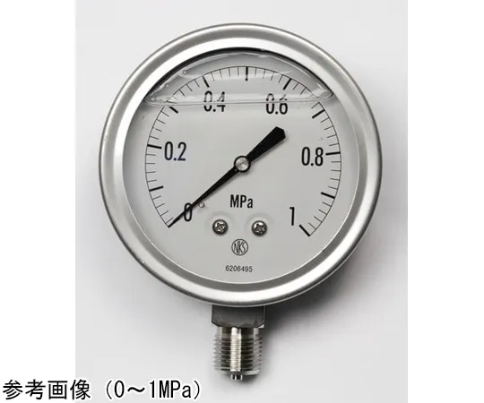 65-4320-99-20　Pressure Gauge with Glycerin (100Φ) with 0.1 MPa Inspection Certificate　GV42-143