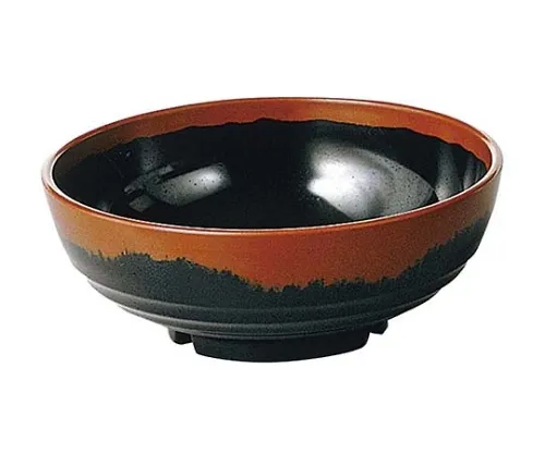 61-6835-46　Melamine Japanese tableware Chojiro kiln Bowl AN-69 small B inside Black　2428220